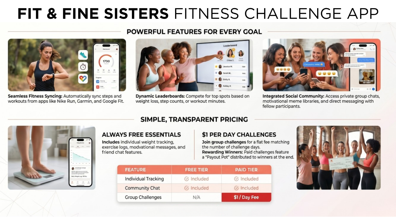 Fit and Fine Sisters App Infographic